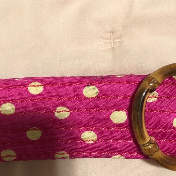 J. Crew Hot Pink Polka Dot Silk Belt S/M - Picture 3 of 6